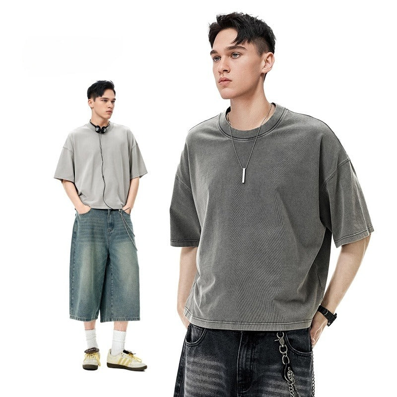 Men's Cotton Washed-out Vintage Trendy Brand T-shirt