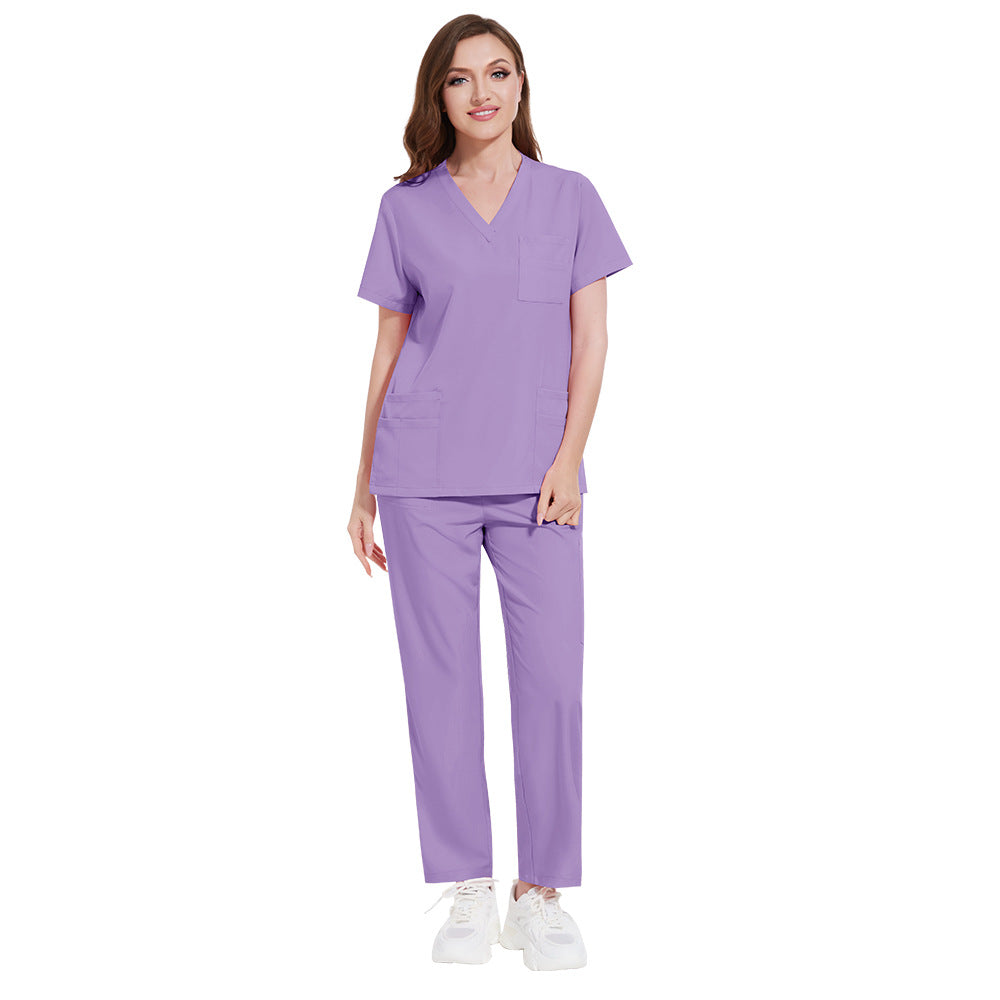 Multi-color Nurse Uniform Set Top And Pants Two-piece Outfit For Women