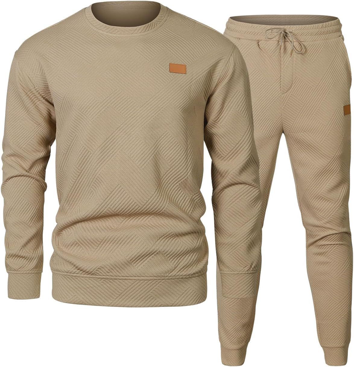 Round Neck Jacquard Sweater Set Men