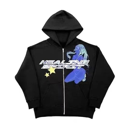 Art Retro Simple Ladies Hoodie Streetwear
