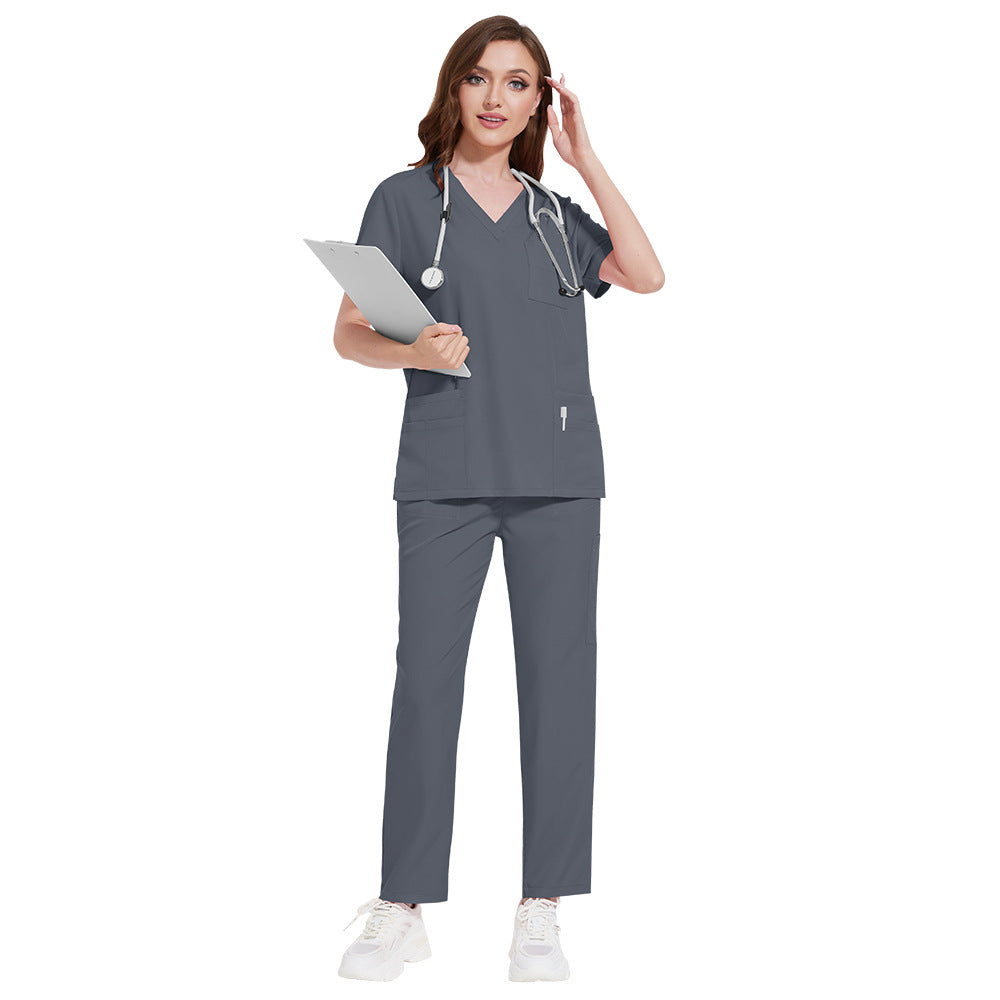 Multi-color Nurse Uniform Set Top And Pants Two-piece Outfit For Women