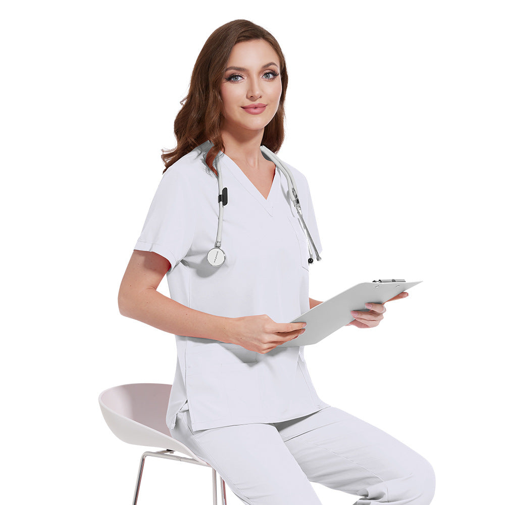 Multi-color Nurse Uniform Set Top And Pants Two-piece Outfit For Women